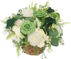 Artificial Fake Flowers 25pcs Roses, Shade of Green Foam Rose Faux Flower for DIY Wedding Bouquets Bridal Shower Centerpieces Floral Arrangements Party Tables Home Decorations