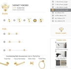 QOGRISUN 15-Pack Brass Crystal Cabinet Knobs,Glass Crystal Gold Drawer Knobs,1-5/16-Inch Hexagon,Decorative Dresser Pulls, Modern Cabinet Hardware