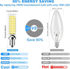 TAIYALOO Dimmable E12 LED Candelabra Bulb 100W Equivalent, Daylight White 6000K, 1000 Lumen T6 E12 10W LED Chandelier Light Bulbs for Ceiling Fan Pendant Lighting Salt Lamp, 6 Pack