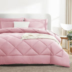 CozyLux Full Size Comforter Sets Pink - 7 Pieces Bed in a Bag Full, Luxury Soft Bed Set for All Seasons, Bedding Set with Down Alternative Comforter, Sheets, Pillowcases & Shams