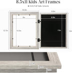 [3-Pack] Kids Art Frames, 8.5x11 Front Opening Kids Artwork Frames Changeable, Grey Wood Grain Artwork Display Storage Frame for Wall, Holds 50 Pcs, for 3D Picture, Crafts, Children Drawing, Hanging