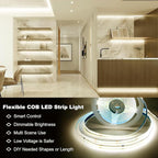 DAYBETTER COB Led Strip Light, Led Light Strips with Remote and App, 16.4 ft 4000K Dimmable Natural White Led COB Light Strip, Indoor COB Led Lights for Bedroom, TV, Cabinet, Closet Lighting