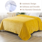 HOZY Soft Twin Size Blanket for All Season Lightweight Thermal Fleece Summer Autumn Fall Winter Spring Blankets for Twin/Twin XL Extra Long Bed Couch Sofa,66x90 Inches,Yellow