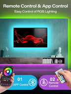 Led Lights for TV for 32-80 Inch, 20ft TV Led Backlight, RGB Led Strip Lights Music Sync Color Changing, USB Light Strip with Remote, App Control Led Lights for Bedroom, Gaming Accessories