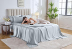 Pure Bamboo King Sheets, Genuine 100% Organic Viscose Derived from Bamboo Bed Sheet Set, Luxuriously Soft & Cooling, Double Stitching, Lifetime Quality Promise (King, Glacier)