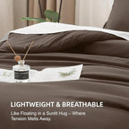 Litanika Comforters King Size Chocolate, 3 Pieces Lightweight Solid Bedding Set & Collections, All Season Fluffy Bed Set (104x90 Inches Comforter & 2 Pillowcases)