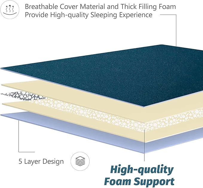 MAXYOYO Japanese Floor Mattress Futon Mattress, Thicken Sleeping Pad Foldable Roll Up Floor Futon for Adults Tatami Mat Dormitory Bed Lounger, Bluestone, Twin Size