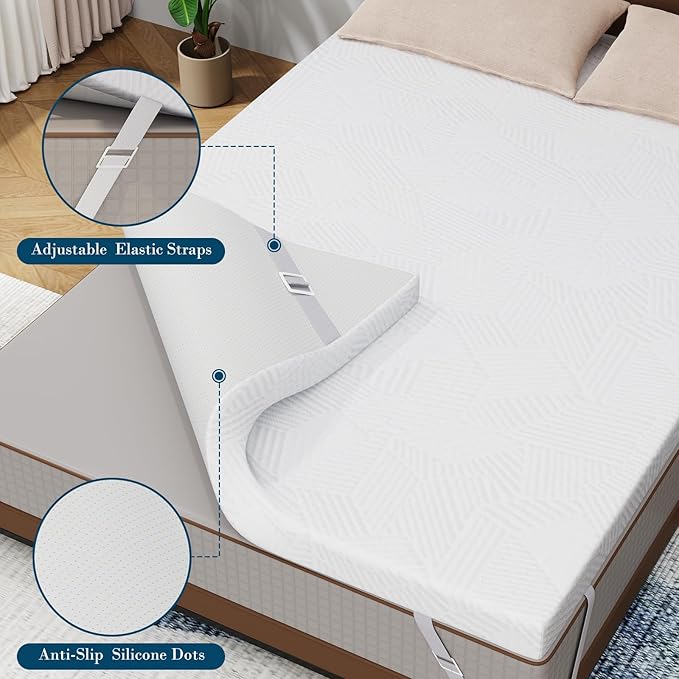 3 Inch California King Mattress Topper, Memory Foam Bed Topper with Removable Cover, Cooling Gel & Soft & Pain Relief & Breathable, CertiPUR-US & Oeko-Tex Certified