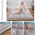 MAXYOYO Grey Constellation Futon Mattress, Japanese Floor Mattress Quilted Bed Mattress Topper, Extra Thick Folding Sleeping Pad Breathable Floor Lounger Guest Bed for Camping, King