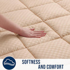 OLANLY Full Quilted Fitted Mattress Pad – Soft Pillow Top Mattress Topper, Down Alternative Fill, Cooling Comfort Breathable Mattress Cover, Machine Washable Deep Pocket Mattress Protector, Beige