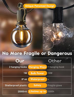 Brightown LED Outdoor String Light, 100 Feet Patio Lights with 52 Edison Shatterproof Bulbs(2 Spare), UL Listed Waterproof Outside Lights for Backyard Balcony Party Xmas Decor, E12 Base, Connectable