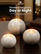 Radicaln Marble Tealight Candle Holder 4" Inches Handmade White Decorative Candle Accent for Wedding Table, Modern Farmhouse Dining Table Centerpiece, Ideal Set of 3 Small Votive Candle Holder