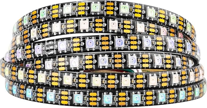 BTF-LIGHTING WS2812B IC RGB 5050SMD Pure Gold Individual Addressable LED Strip 16.4FT 300LED 60Pixel/m Flexible Full Color IP65 DC5V for DIY Chasing Color Project(No Adapter or Controller)