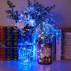 4-Pack 50 LED Christmas Fairy Lights Battery Operated with Timer, 16FT Waterproof Starry String Lights Outdoor Indoor Cuttable Fairy Lights for Bedroom Home Wedding Party Christmas Decoration (Blue)
