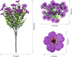 36 Bundles Artificial Flowers for Outdoor Indoor Garden Home Decoration, Look Real for Front Door Porch Patio Yard Balcony, Faux Flower Daisy with Eucalyptus Leaves Fake Plants, 6 Colors