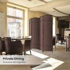 4 Panel Room Divider,6Ft Folding Privacy Screen,Tall - Extra Wide Foldable Panel Partition Wall Divider with Diamond Double-Weaved Hand-Woven Design Room Screen Divider