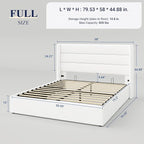 Allewie Full Size Velvet Lift Up Storage Bed, Modern Wingback Headboard, Hydraulic Support, No Box Spring Needed, White