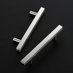 Ravinte Brushed Nickel Cabinet Handles 5 Pack 4 inch Satin Nickel Square Cabinet Pulls Silver Hardware for Kitchen Cabinets 6 inch Overall Length Stainless Steel Drawer Pulls