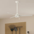 Hunter 52 inch Outdoor or Indoor Ceiling Fan No Light - White Ceiling Fan without Light, For Patio, Porch, Garage, or Living Room, Standard Mount, 3 Blades, Pull Chain - Cassius 59263, Fresh White