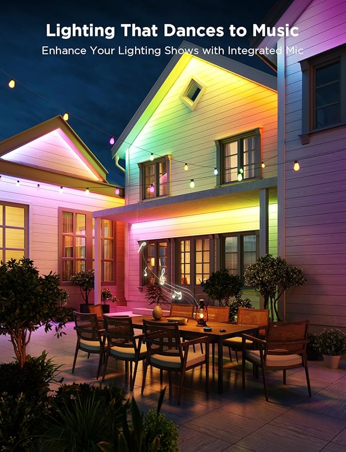 Govee Outdoor LED Strip Lights RGBIC with Warm and Cold White, 98.4ft 2.4G WiFi Smart Outdoor Lights, IP65 Waterproof, Work with Alexa and Google Assistant, App Control, for Porch, Patio, Eave, Party