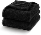 Exclusivo Mezcla Plush Fuzzy Fleece Bed Blanket Queen Size, Super Soft, Fluffy and Warm Blankets Suitable for All Seasons (Black, 90x90 Inches)