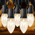 50 Feet C9 Bulb String Lights Outdoor Warm White Clear Christmas Lights Black Wire for Outdoor Patio Room Christmas Party Backyard Decoration, 50 Bulbs