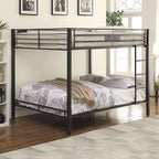 Acme Kaleb Metal Frame Queen Over Queen Bunk Bed with Ladder in Sandy Black