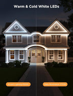 Govee Outdoor LED Strip Lights RGBIC with Warm and Cold White, 98.4ft 2.4G WiFi Smart Outdoor Lights, IP65 Waterproof, Work with Alexa and Google Assistant, App Control, for Porch, Patio, Eave, Party