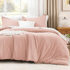 Litanika Comforters Blush Oversized Queen Size, 3 Pieces Lightweight Solid Bedding Set & Collections, All Season Fluffy Bed Set (98x98In Comforter & 2 Pillowcases)