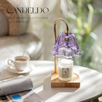Candle Warmer Lamp with Timer: Purple Flower Candle Warming Lamp with 2 Bulbs Height Adjustable Wax Warmer Dimmable Bedroom Decor Mothers Day Gift for Women
