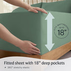 LuxClub 5 PC Split King Sheet Set, Breathable Luxury Bed Sheets, Deep Pockets Wrinkle Free Cooling Sheets Machine Washable Hotel Bedding Silky Soft - Tree Moss Green Split King