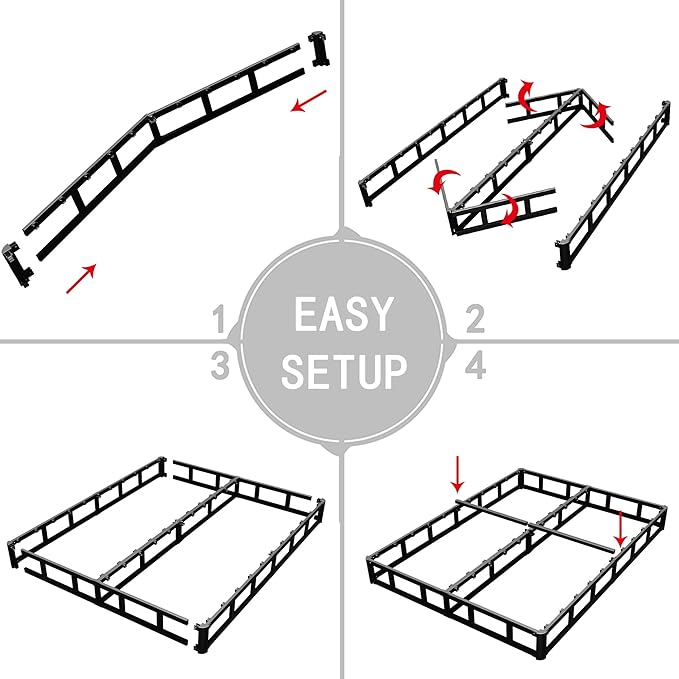 3 Inch Queen Size Box Spring, Low Profile Box Spring for Queen Bed,Heavy Duty Mattress Foundation, Metal Bed Base,Easy Assembly/Noise Free