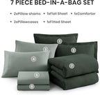 Monbix Queen Comforter Set - 7 Pieces Cationic Dyeing Deep Forest Bed in a Bag Queen Bedding Sets with Comforter, Sheets, Pillowcases & Shams, Reversible Bedding Comforters Sets