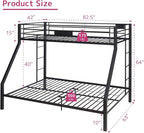 Acme Limbra Frame Twin Over Queen Metal Bunk Bed with Ladder in Sandy Black