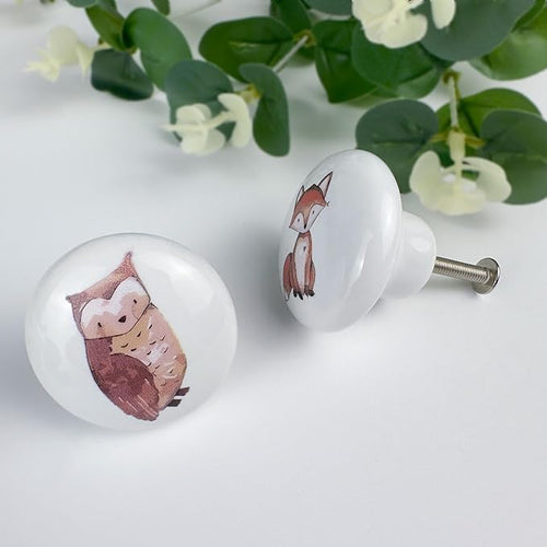 6pcs 1.5" 6 Pack Cute Nursery Kids Animals Ceramics Dresser Drawer Pulls Unique Decorative Cabinet Knobs (Rabbit)