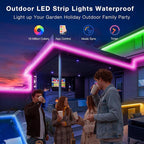 Outdoor LED Strip Lights Waterproof, 200ft IP67 Waterproof LED Light Strips with Remote, App Control, Music Sync RGB Exterior LED Rope Lights for Eaves, Roof, Balcony, Deck, Pool, Outdoor Decorations