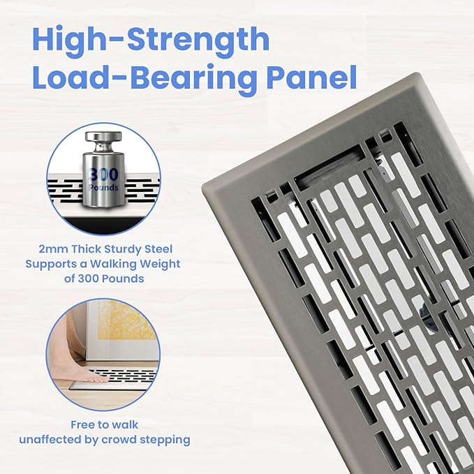4x8 Inches Heavy Duty Walkable Floor Register - Easy Adjust Air Supply Lever Decorative Floor Vent Covers, Boston Design Vent Covers for Home - Satin Nickel