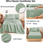 CozyLux Twin Comforter Set with Sheets Sage Green - 5 Pieces Bed in a Bag Twin, All Season Bed Set for Girls and Boys, Bedding Set with Down Alternative Comforter, Sheets, Pillowcase & Sham