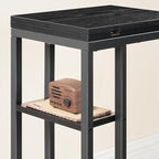 HOOBRO Foldable End Table, C Shaped Side Table with Storage Shelf, Small Snack Table Suitable for Living Room Bedroom Small Spaces, Easy Assembly, Black BK29SF01