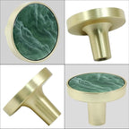 6 Pcs Gold Knobs for Dresser Drawers, Round Dresser Cabinet Knobs Pulls for Kitchen Cabinet Cupboard Door Furniture Decorative, Green