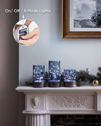Homemory Flickering Flameless Candles with Remote, Embedded String Lights in Acylinder Vase, Battery Operated Fake Candles, Gray LED Candles with Timer for Home Decor, 8 Mode Lights, Set of 3