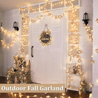 Thanksgiving Decorations-3 Pack 60LED Pumpkin Lights Fall Garland with 3D Pumpkin Enlarged Maples Leaf Battery Operated Pumpkin Thanksgiving Decor Autumn Fall Decor for Home Indoor Outdoor Holiday