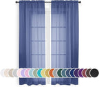 OWENIE Blue Sheer Curtains 72 Inches Long 2 Panels Set, Transparent Light Filtering Sheer Curtain Rod Pocket Clear Drapes for Living Room Bedroom Window Sliding Glass Door, Each 42 x 72 Inch