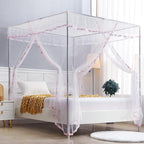 Canopy Bed Curtains Full - 4 Corner Canopy for Beds, Bed Canopy for Girls Adult, Bedroom Decor (Full Size, White)