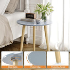 Apicizon Round Side Table, Blue Grey End Table for Small Spaces, Nursery Round Side Table Small Bedside Table Living Room, Bedroom, 16.5 x 20.5 Inches
