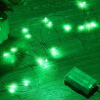 Mini St. Patrick's Day Fairy Lights Battery Operate, 1 Pack Copper Wire 3*AAA Battery Powered Led Starry Fairy String Lights for Bedroom, Christmas, Party, Wedding, Decoration(5m/16ft Green)