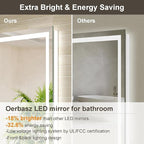 30x36 LED Bathroom Mirror with Lights, Brighter Backlit + Front Lit, Tempered Glass, Dimmable, Multiple Light Modes, Anti-Fog Lighted Bathroom Vanity Mirror for Wall, Memory Function