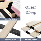 Allewie King Platform Bed Frame/Velvet Upholstered Bed Frame with Vertical Channel Tufted Headboard/Strong Wooden Slats/Mattress Foundation/Box Spring Optional/Easy Assembly/Pink