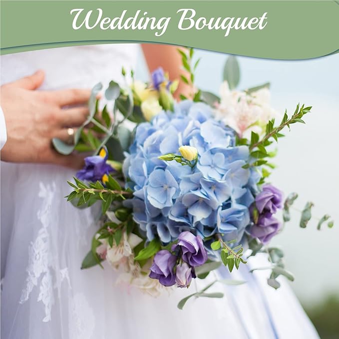 Auihiay 64pcs Silk Hydrangea Artificial Flowers, Artificial Hydrangea Flowers with Stems, Full Hydrangea Flowers for Wedding Centerpieces, Home, Garden, Party Decoration (Blue)