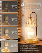 Flower Candle Warmer Lamp with Timer Dimmable, Christmas Birthday Gifts for Women Mom, Candle Warming Light Height Adjustable, Wax Melt Warmer for Jar Scented Candles, Housewarming Candle Lamp
